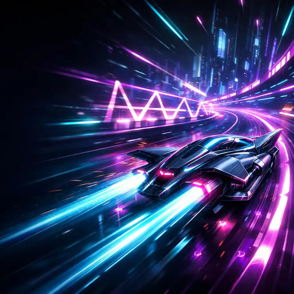 Cyberpunk verseny jelenet neon pályával