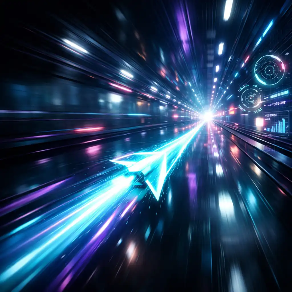 Futurisztikus energia nyíl neon alagútban